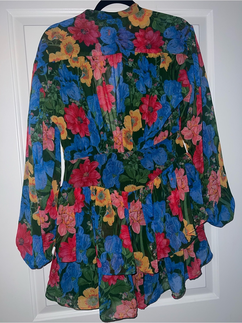 Olivaceous gorgeous floral dress. - Picture 3 of 4